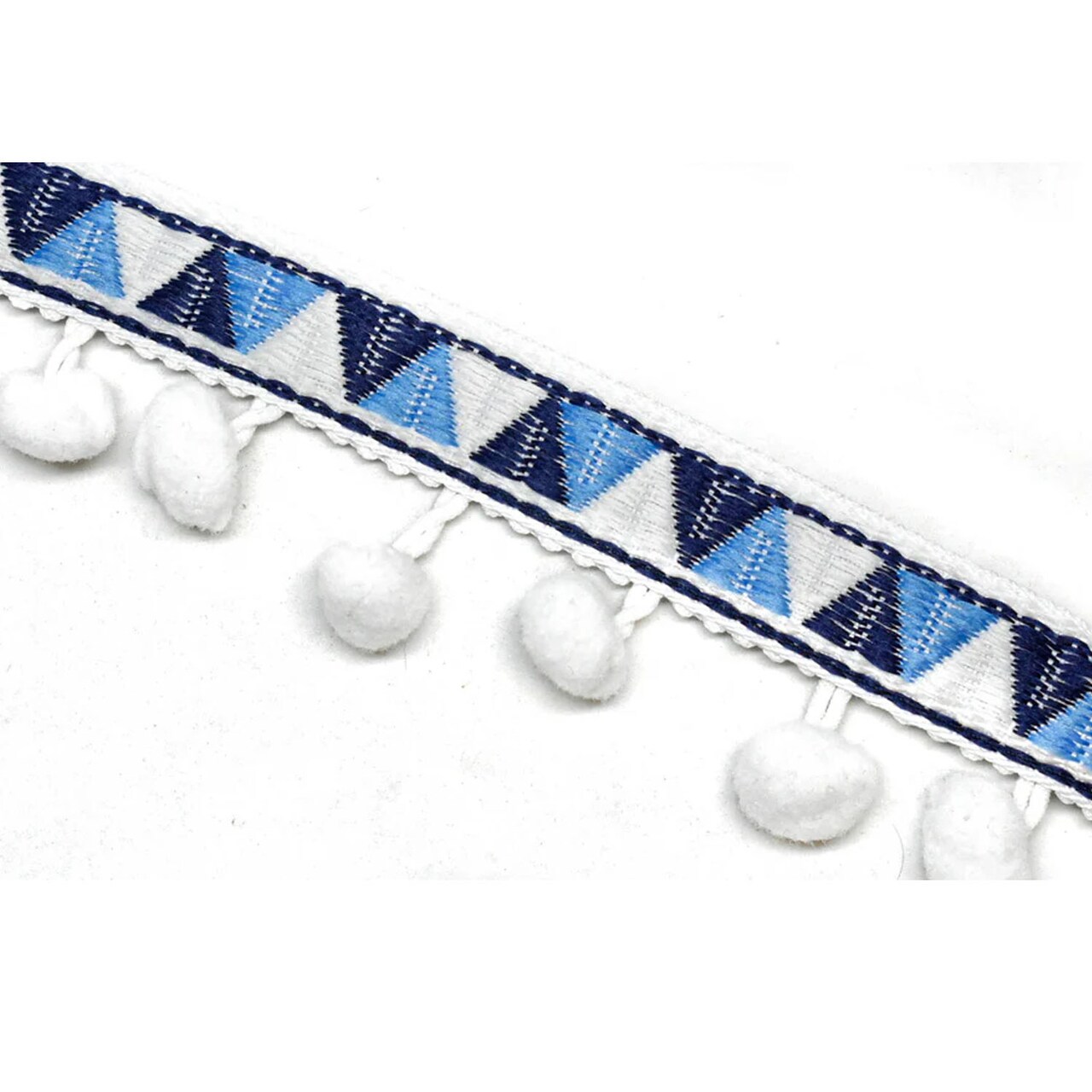 1 Yard Tri Colored Pom Pom Fringe Trim for Sewing Crafts and Home Decor 1.50 Inch Width